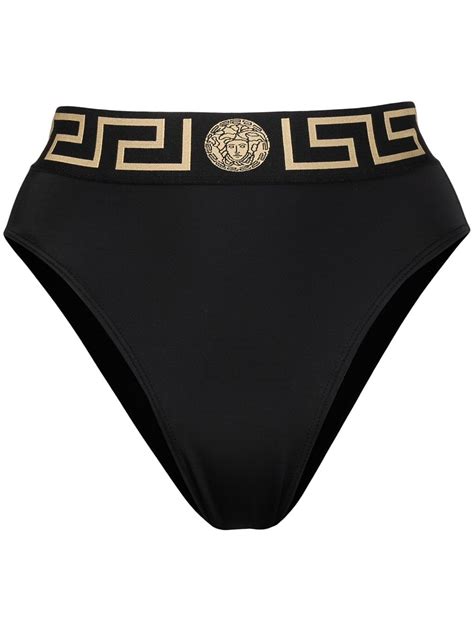 versace one shoulder swimsuit|Versace high waisted bikini bottom.